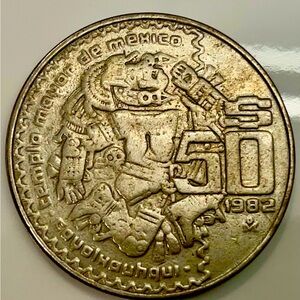 Mexican 1982 50 Pesos circulated coin.